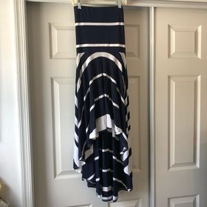 Love ady Navy Blue and White Strapless Dress